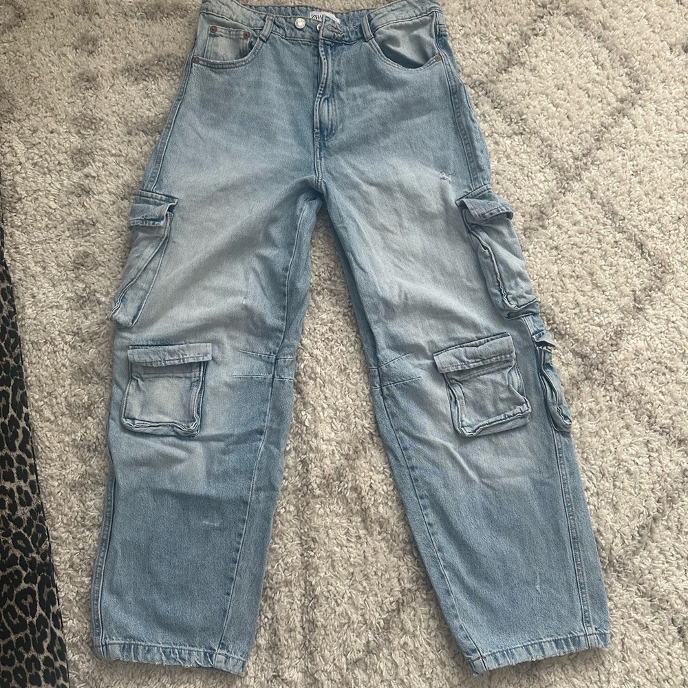 Zara Women's Boot Cut Jeans - Light Blue